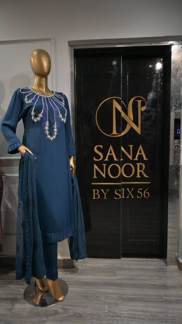 Elegant Embroidered Kurti and Trouser Set with duppata
